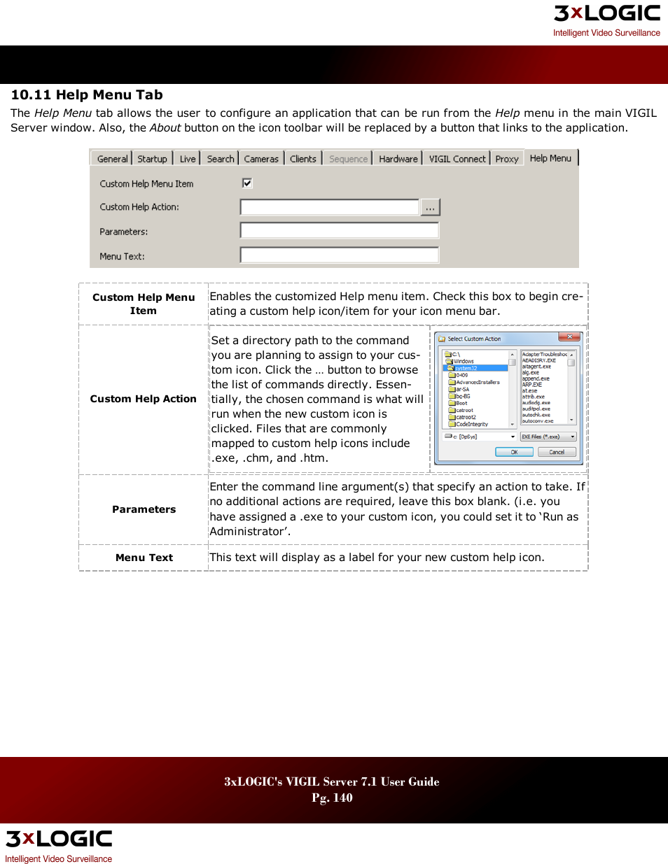 11 help menu tab, 11 h | 3xLOGIC VIGIL Server User Manual | Page 144 / 180