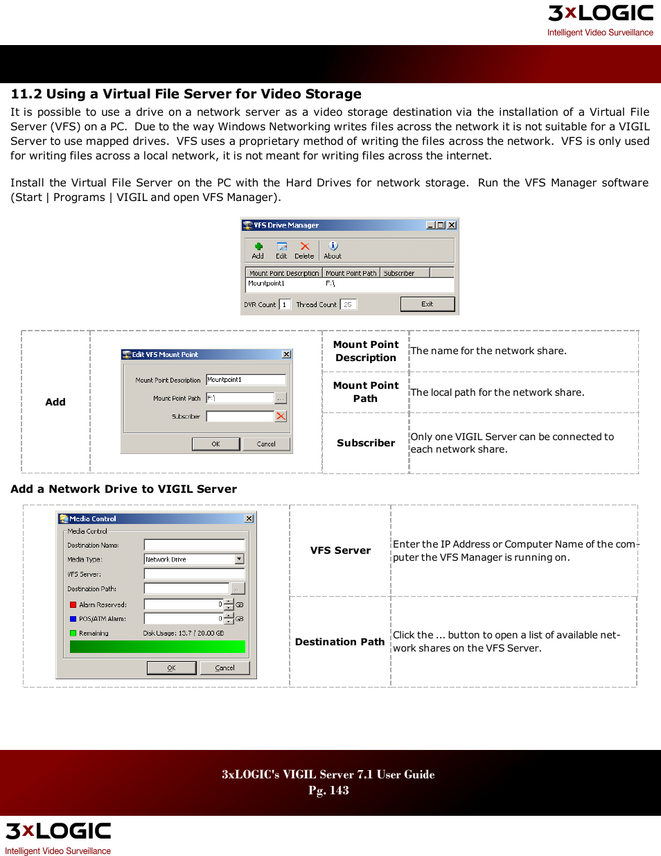 2 using a virtual file server for video storage, Sing a, Irtual | Erver for, Ideo, Torage | 3xLOGIC VIGIL Server User Manual | Page 147 / 180