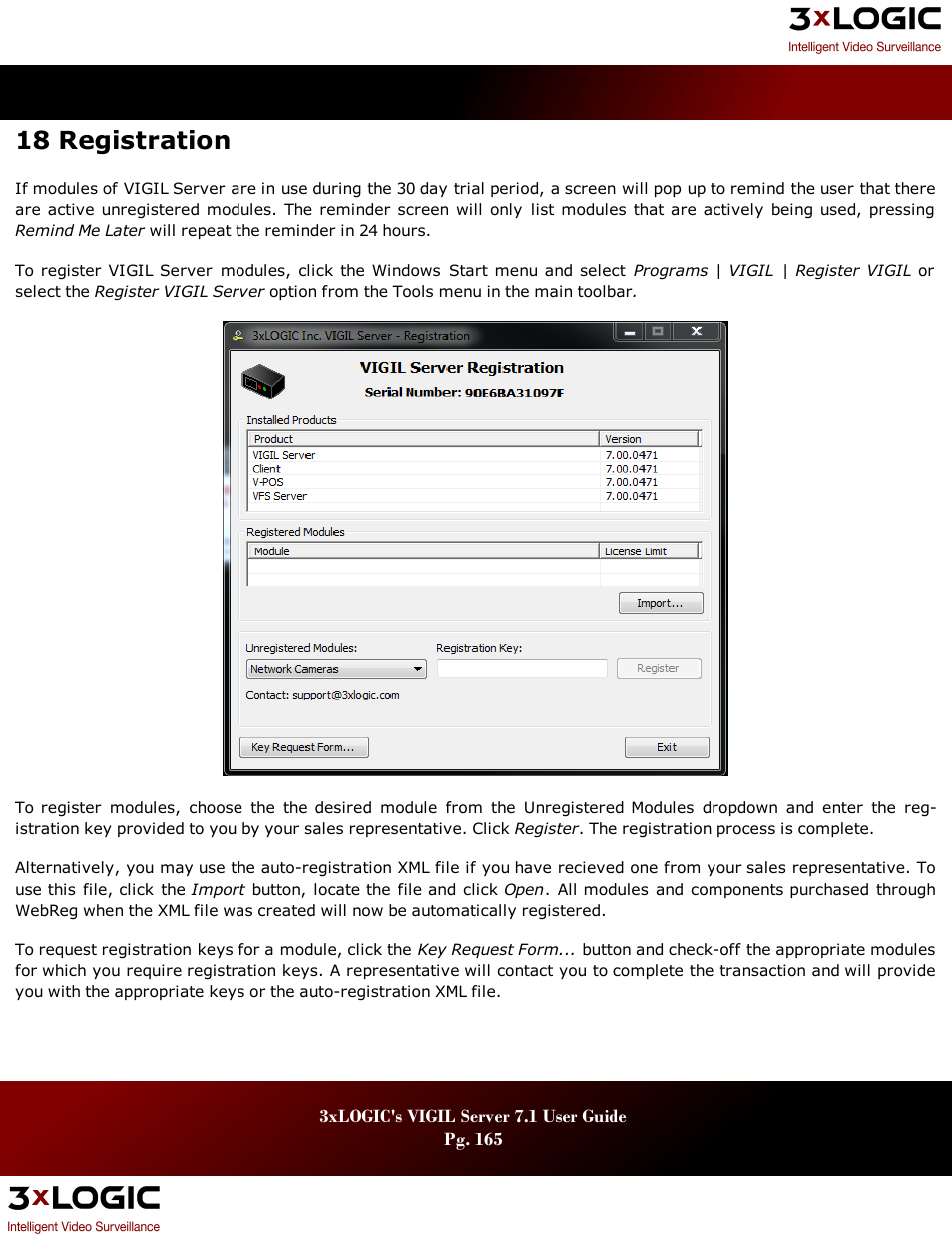 18 registration | 3xLOGIC VIGIL Server User Manual | Page 169 / 180