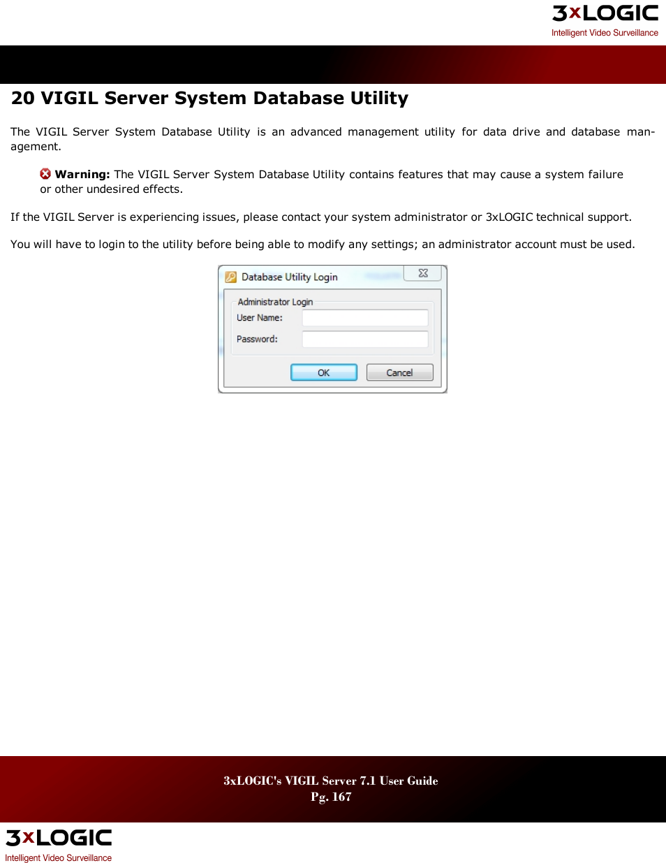 20 vigil server system database utility | 3xLOGIC VIGIL Server User Manual | Page 171 / 180