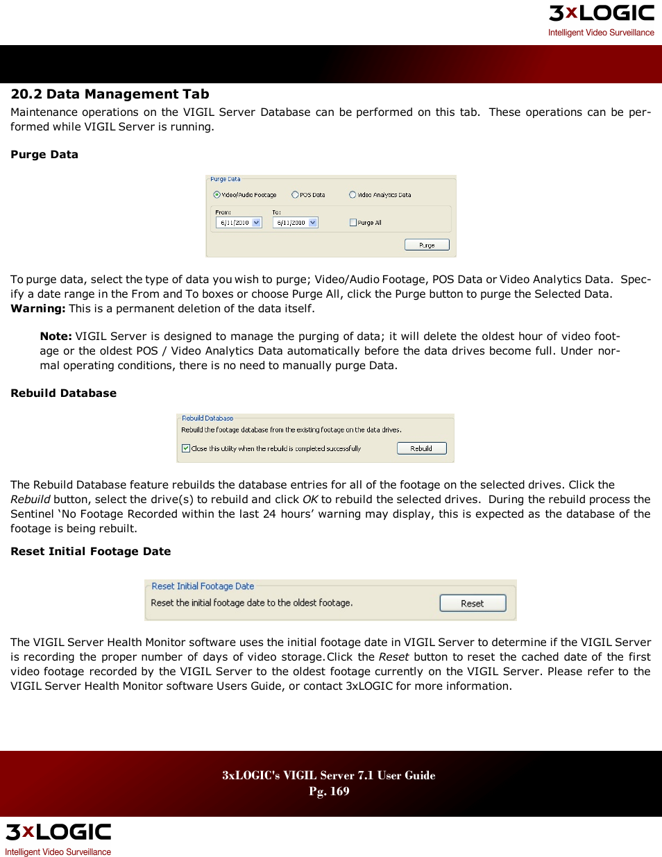 2 data management tab, Anagement | 3xLOGIC VIGIL Server User Manual | Page 173 / 180