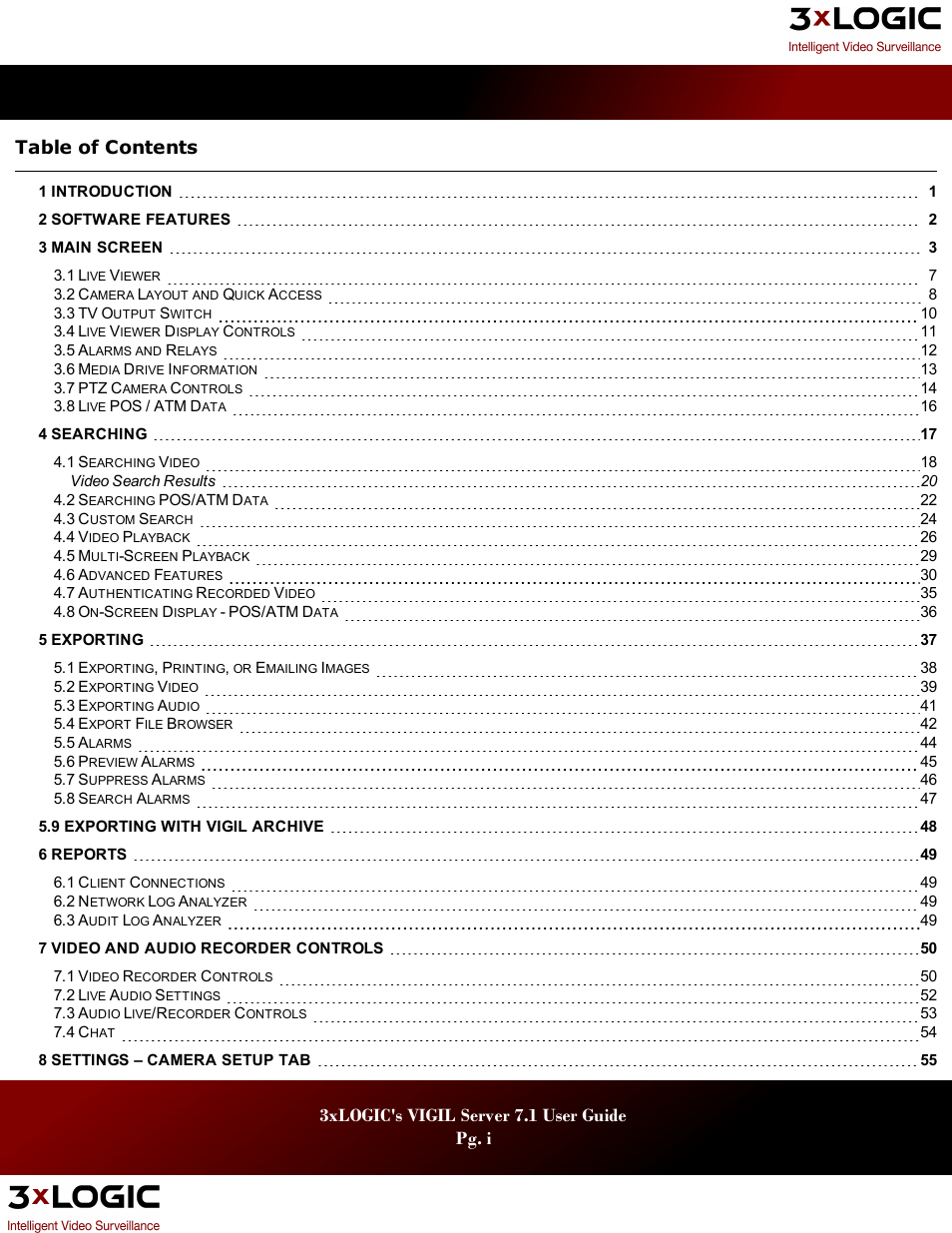 3xLOGIC VIGIL Server User Manual | Page 2 / 180