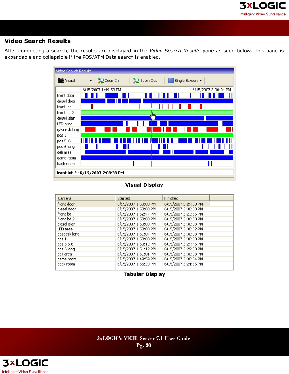 Video search results | 3xLOGIC VIGIL Server User Manual | Page 24 / 180