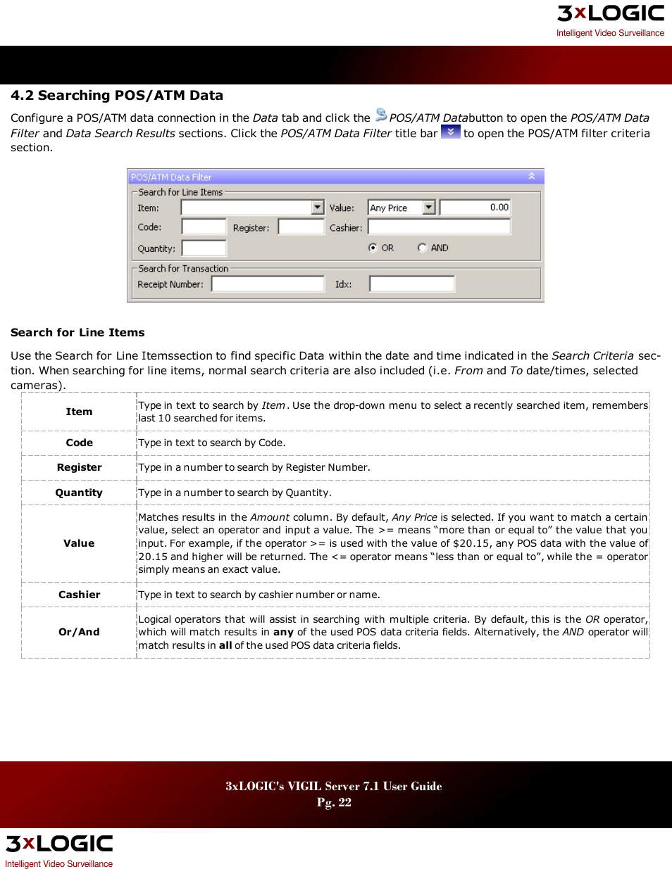 2 searching pos/atm data, Earching, Pos/atm d | 3xLOGIC VIGIL Server User Manual | Page 26 / 180