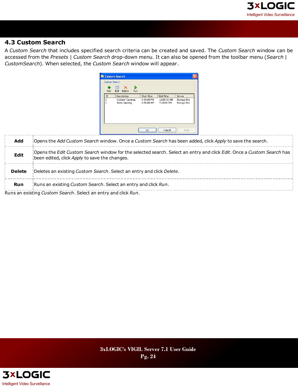 3 custom search, Ustom, Earch | 3xLOGIC VIGIL Server User Manual | Page 28 / 180