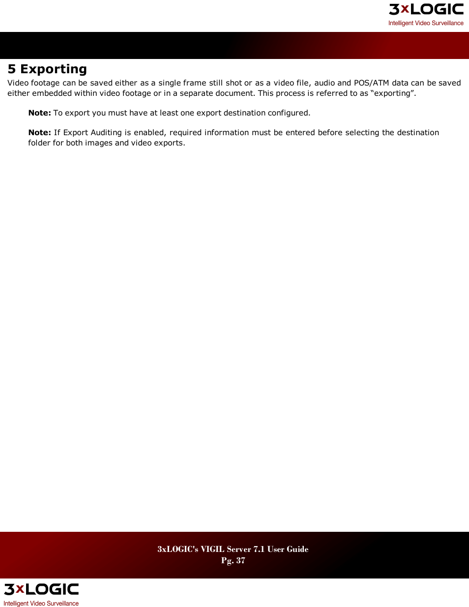 5 exporting | 3xLOGIC VIGIL Server User Manual | Page 41 / 180