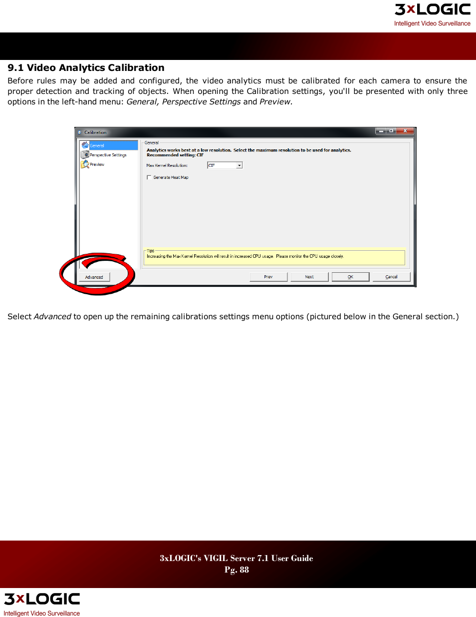 1 video analytics calibration, Ideo, Nalytics | Alibration | 3xLOGIC VIGIL Server User Manual | Page 92 / 180