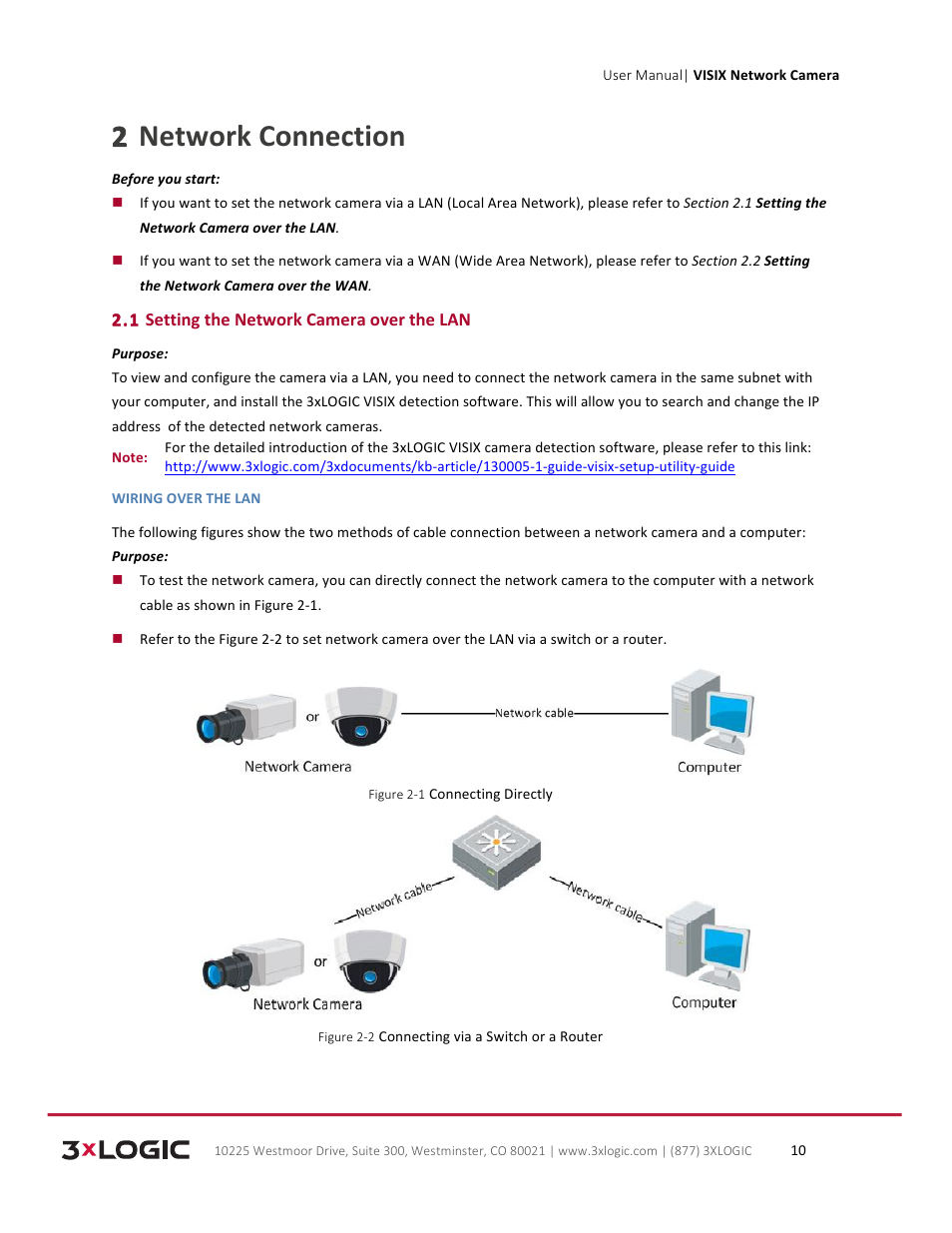 2 network connection | 3xLOGIC VISIX Camera User Manual | Page 10 / 79