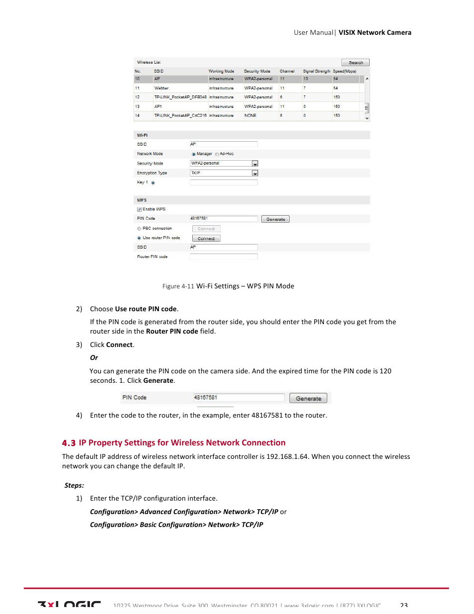 3xLOGIC VISIX Camera User Manual | Page 23 / 79