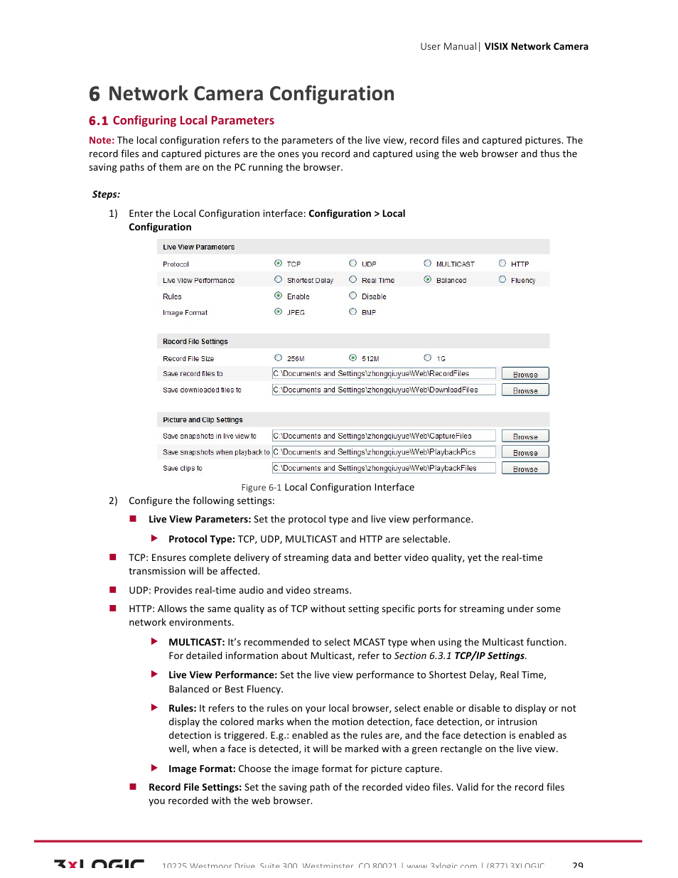 6 network camera configuration | 3xLOGIC VISIX Camera User Manual | Page 29 / 79