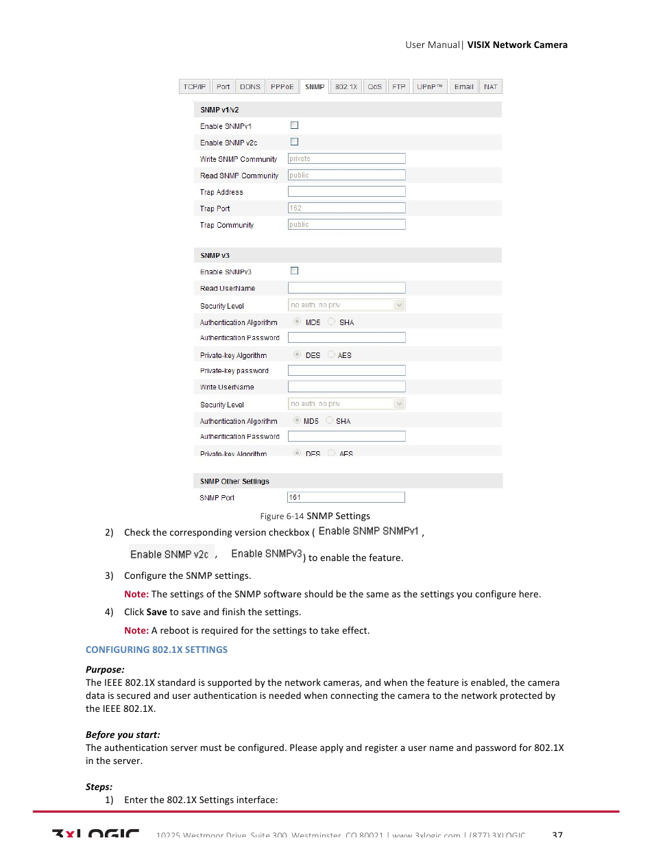 3xLOGIC VISIX Camera User Manual | Page 37 / 79