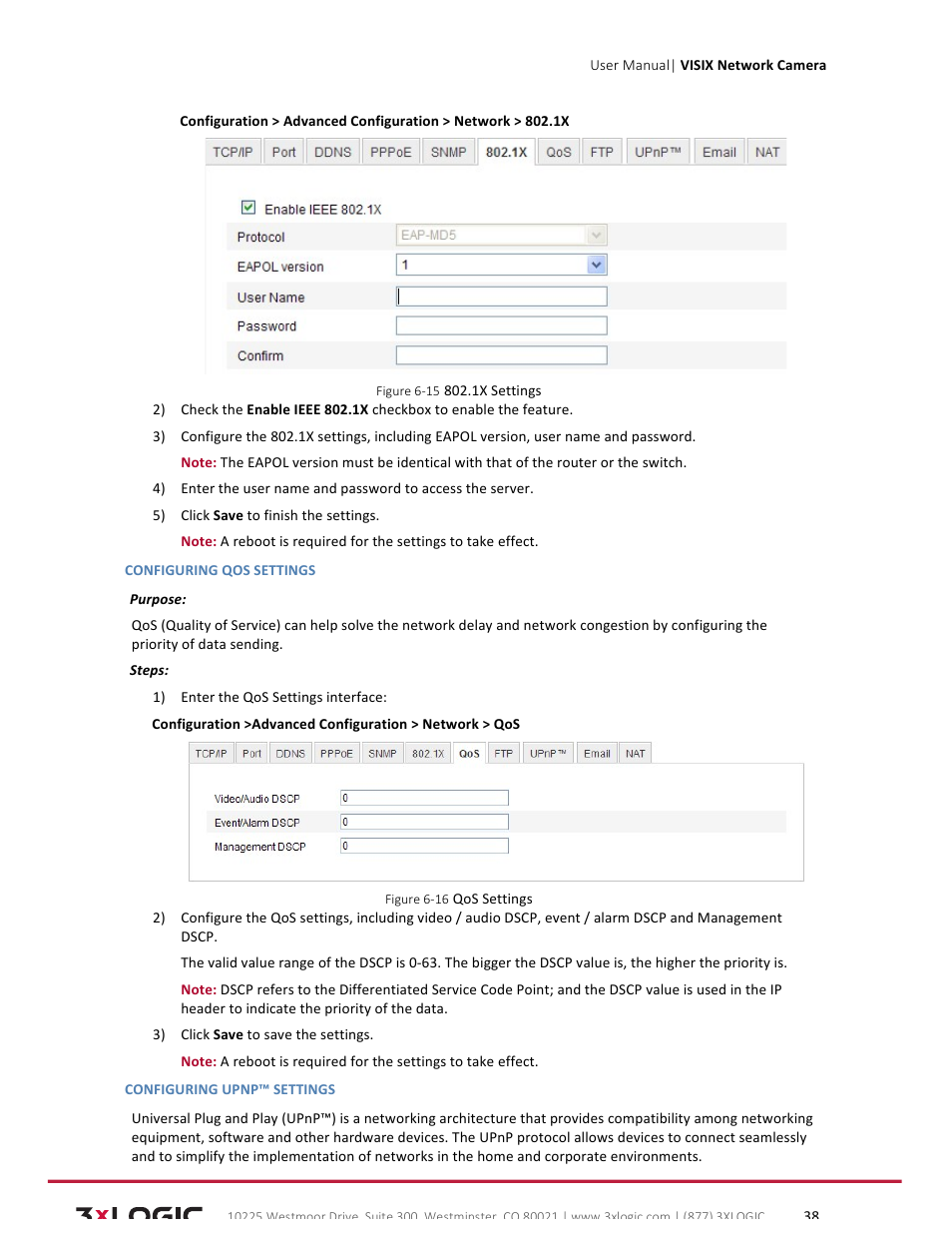 3xLOGIC VISIX Camera User Manual | Page 38 / 79