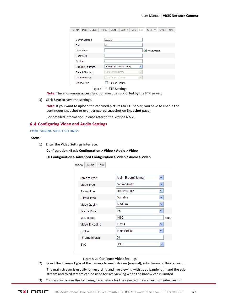 3xLOGIC VISIX Camera User Manual | Page 42 / 79