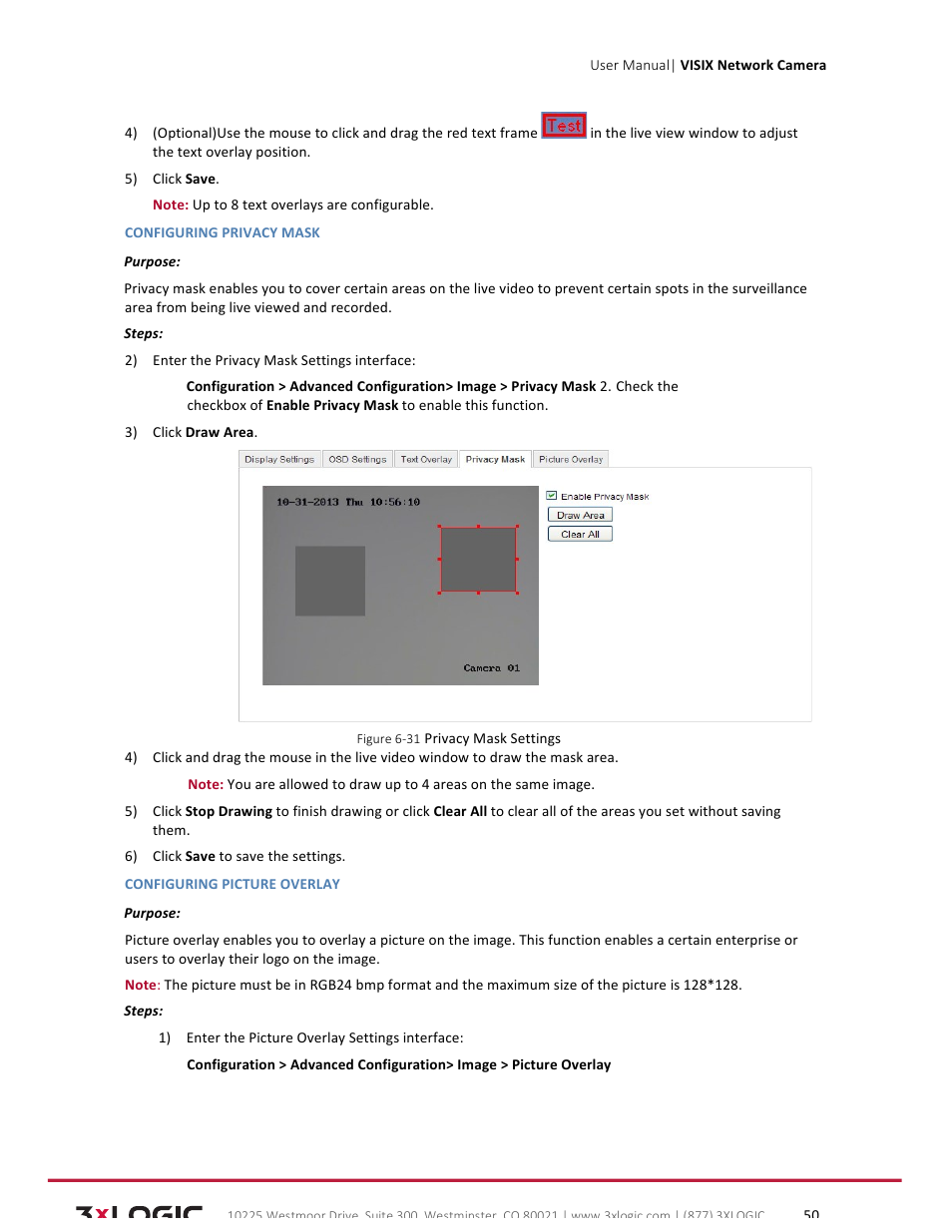 3xLOGIC VISIX Camera User Manual | Page 50 / 79