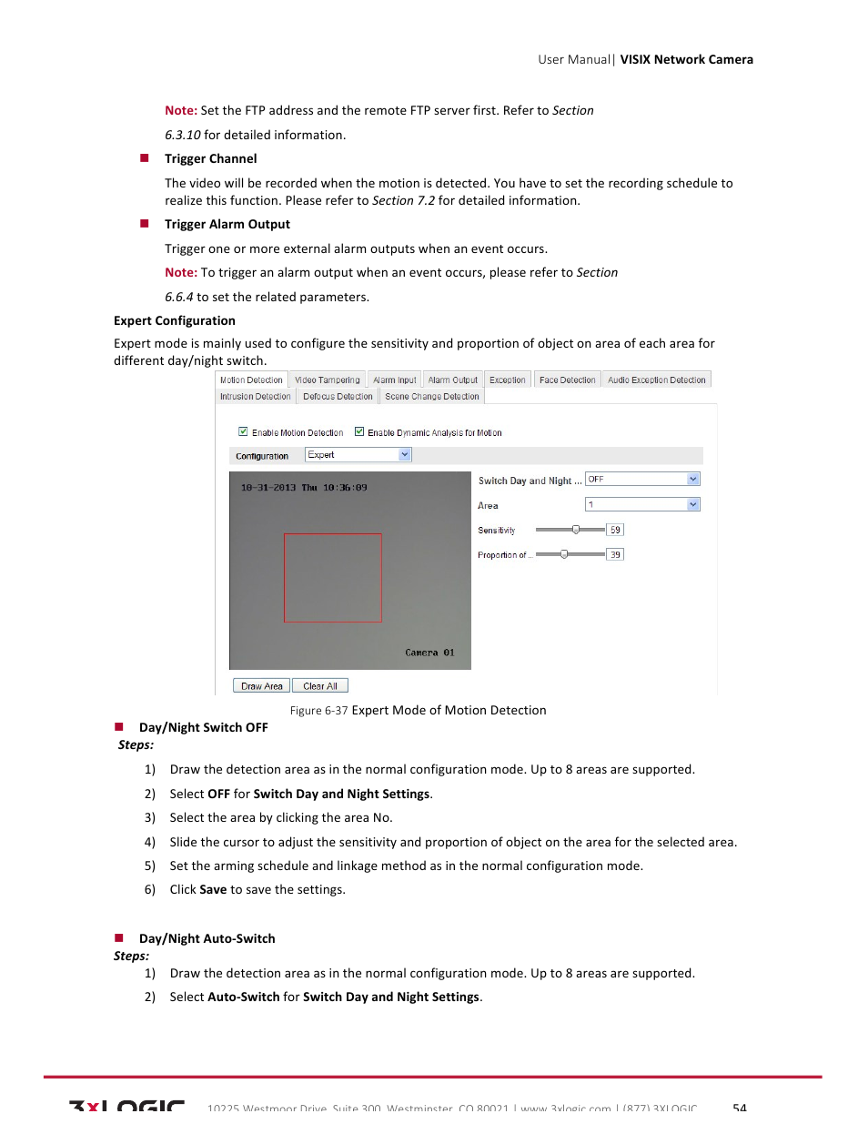 3xLOGIC VISIX Camera User Manual | Page 54 / 79