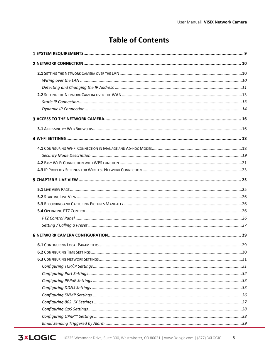 3xLOGIC VISIX Camera User Manual | Page 6 / 79