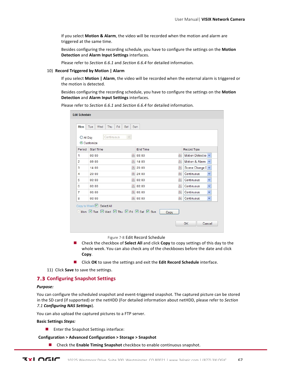 3xLOGIC VISIX Camera User Manual | Page 67 / 79