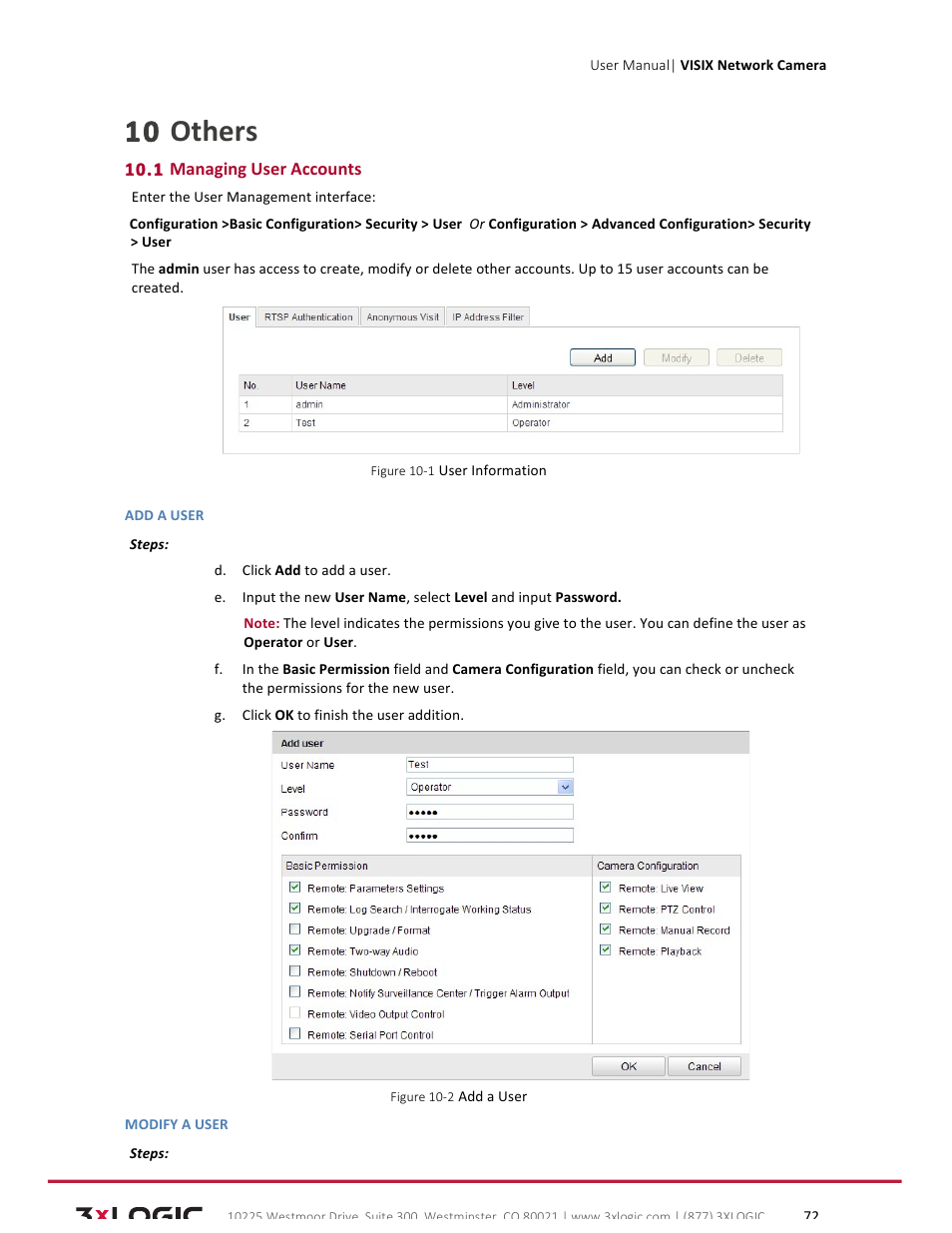 10 others | 3xLOGIC VISIX Camera User Manual | Page 72 / 79