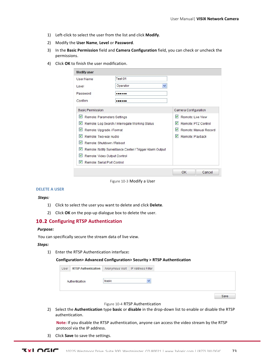 3xLOGIC VISIX Camera User Manual | Page 73 / 79