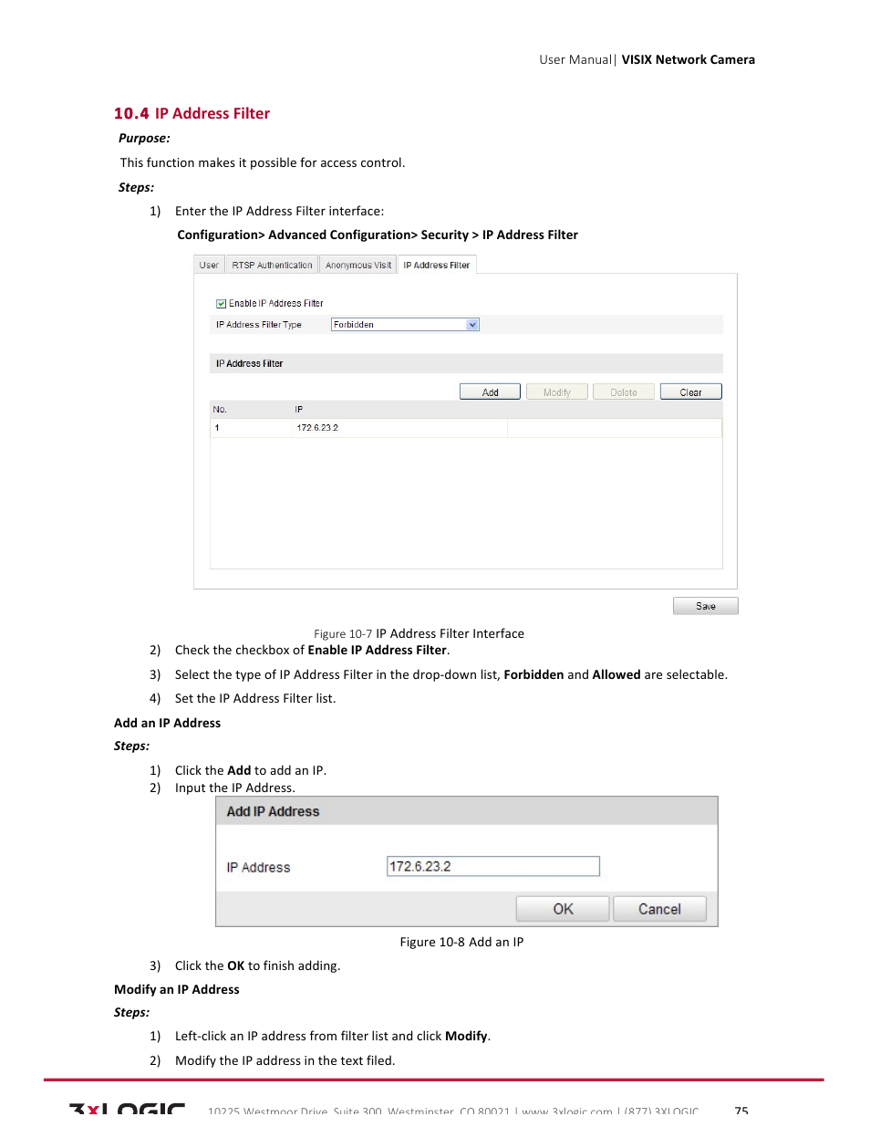 3xLOGIC VISIX Camera User Manual | Page 75 / 79