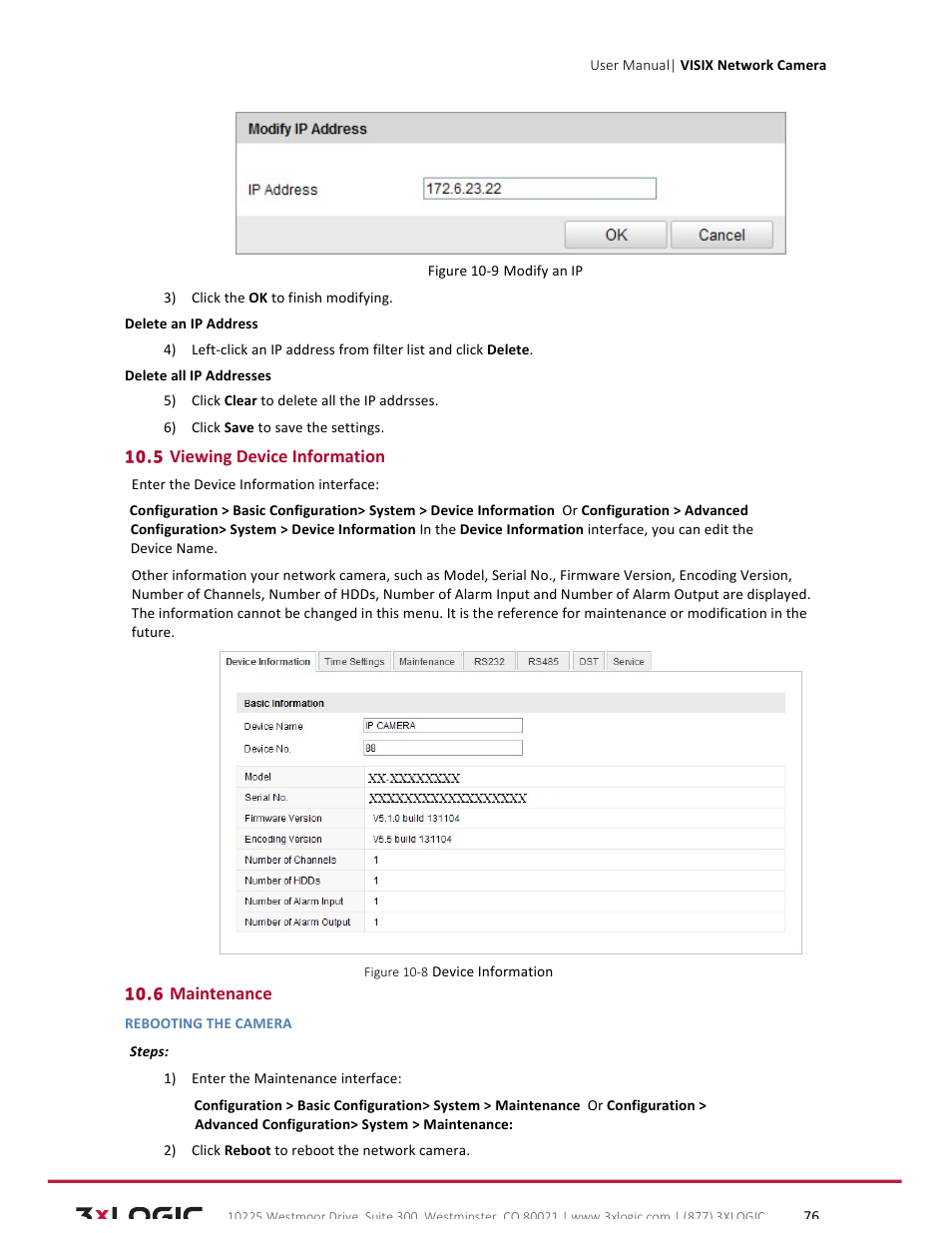 3xLOGIC VISIX Camera User Manual | Page 76 / 79