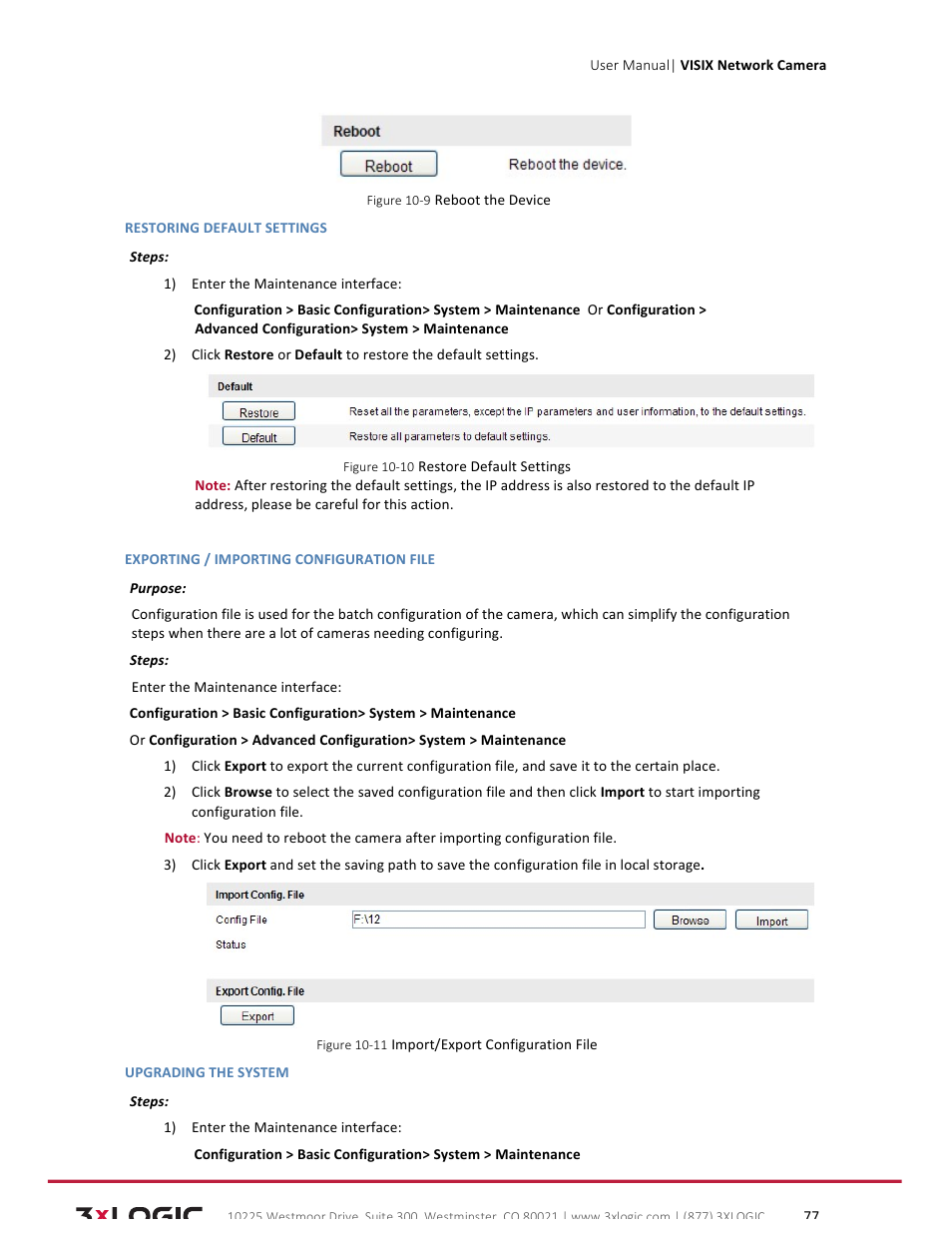 3xLOGIC VISIX Camera User Manual | Page 77 / 79