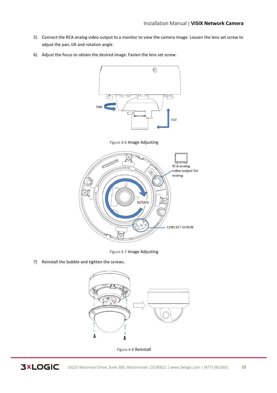 Installation manual, Visix network camera | 3xLOGIC VISIX Camera User Manual | Page 24 / 103