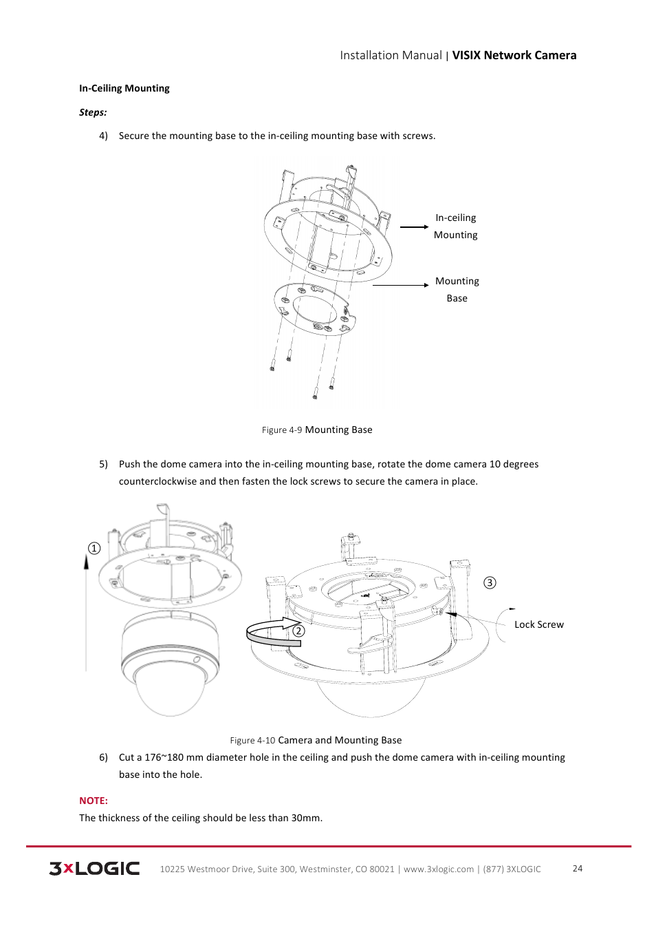 Installation manual, Visix network camera | 3xLOGIC VISIX Camera User Manual | Page 25 / 103