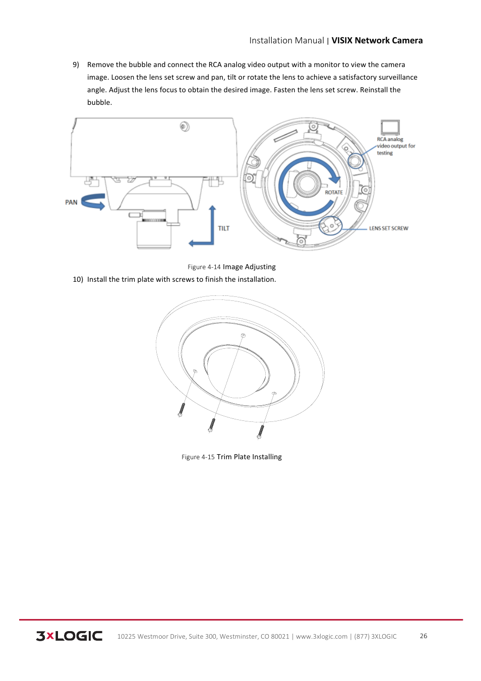 Installation manual, Visix network camera | 3xLOGIC VISIX Camera User Manual | Page 27 / 103