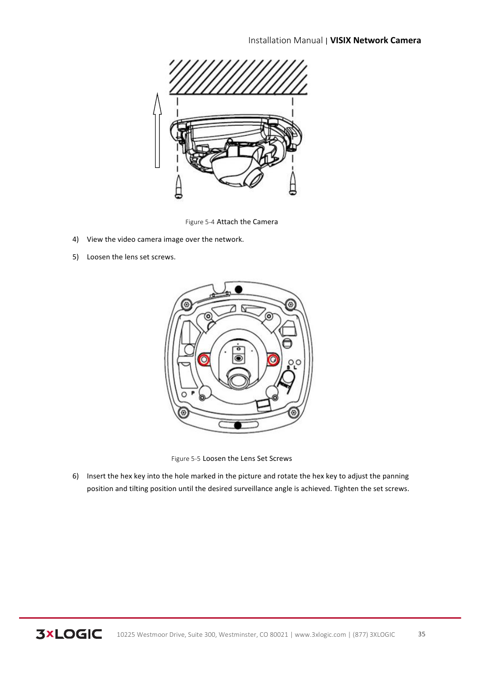Installation manual, Visix network camera | 3xLOGIC VISIX Camera User Manual | Page 36 / 103