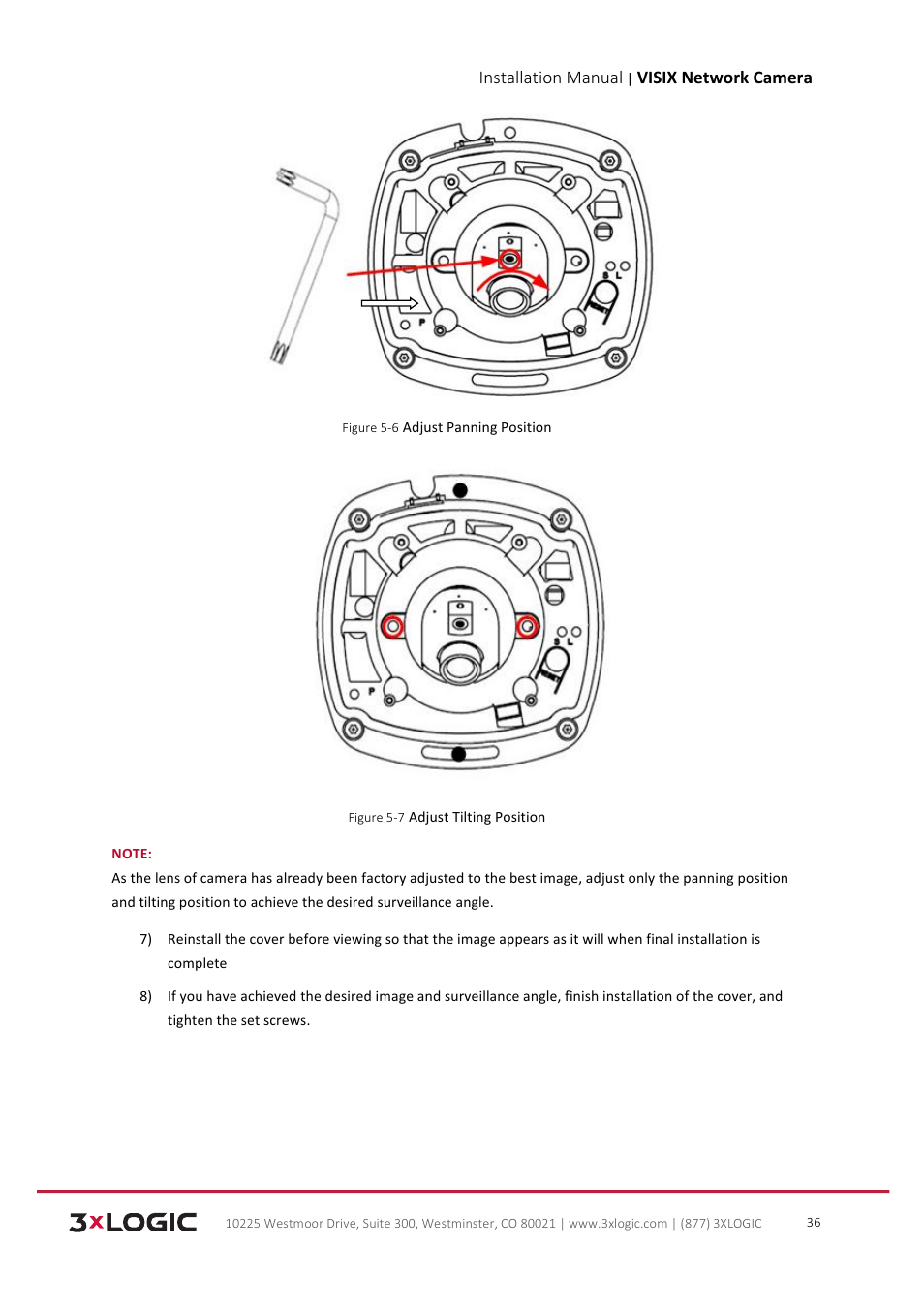 Installation manual, Visix network camera | 3xLOGIC VISIX Camera User Manual | Page 37 / 103