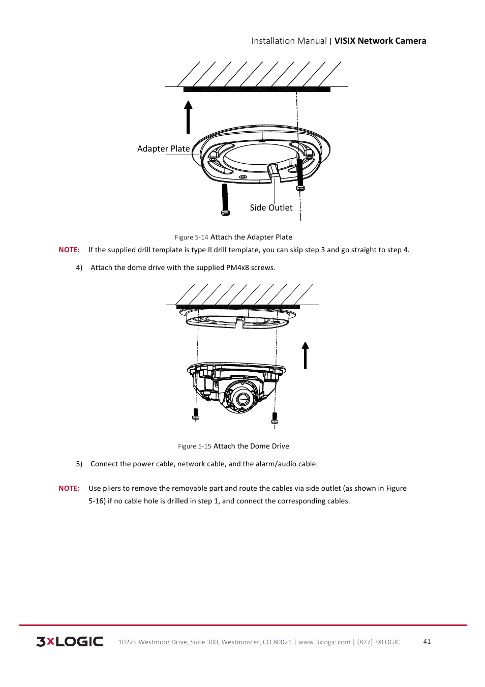 Installation manual, Visix network camera | 3xLOGIC VISIX Camera User Manual | Page 42 / 103