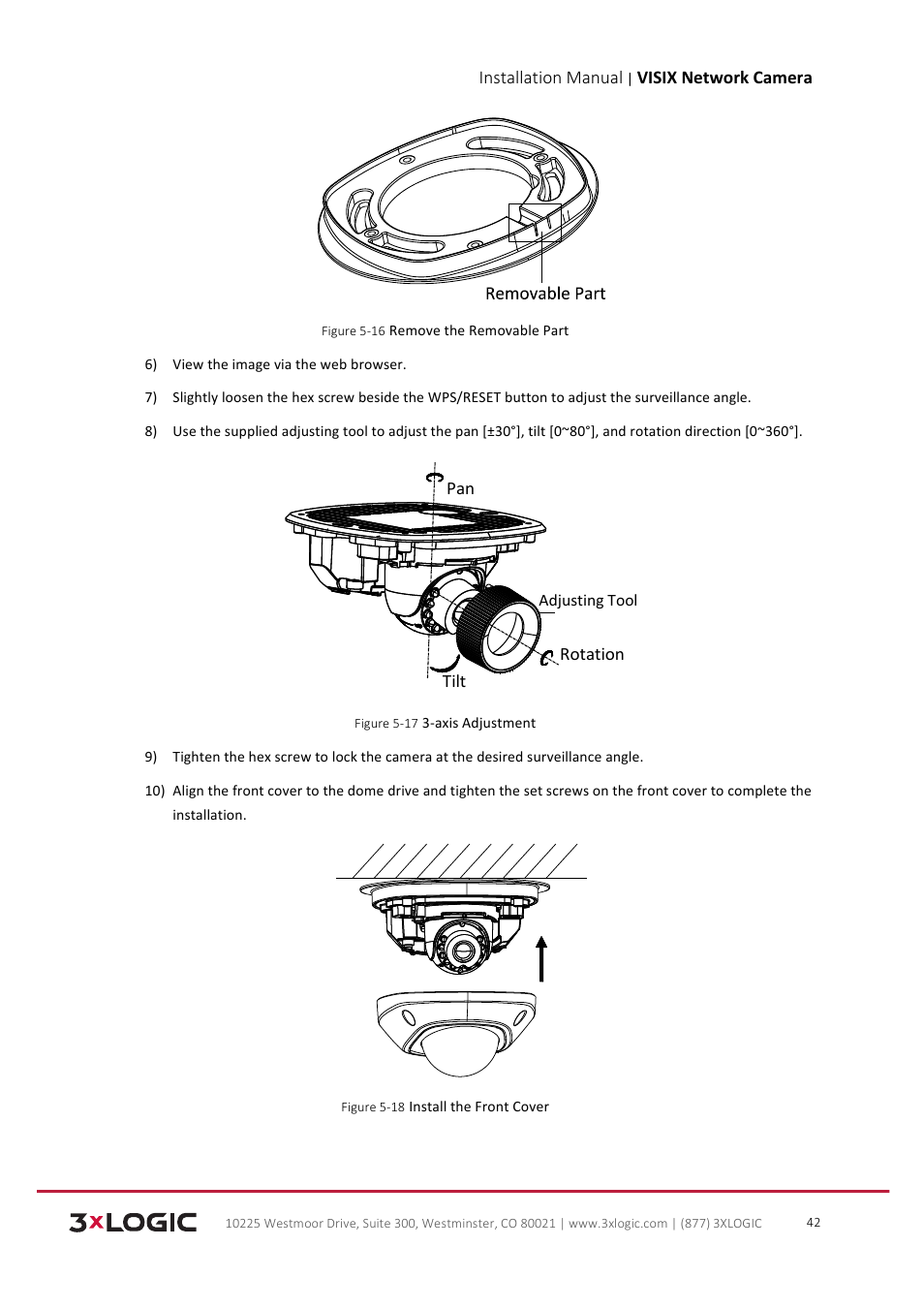 Installation manual, Visix network camera | 3xLOGIC VISIX Camera User Manual | Page 43 / 103