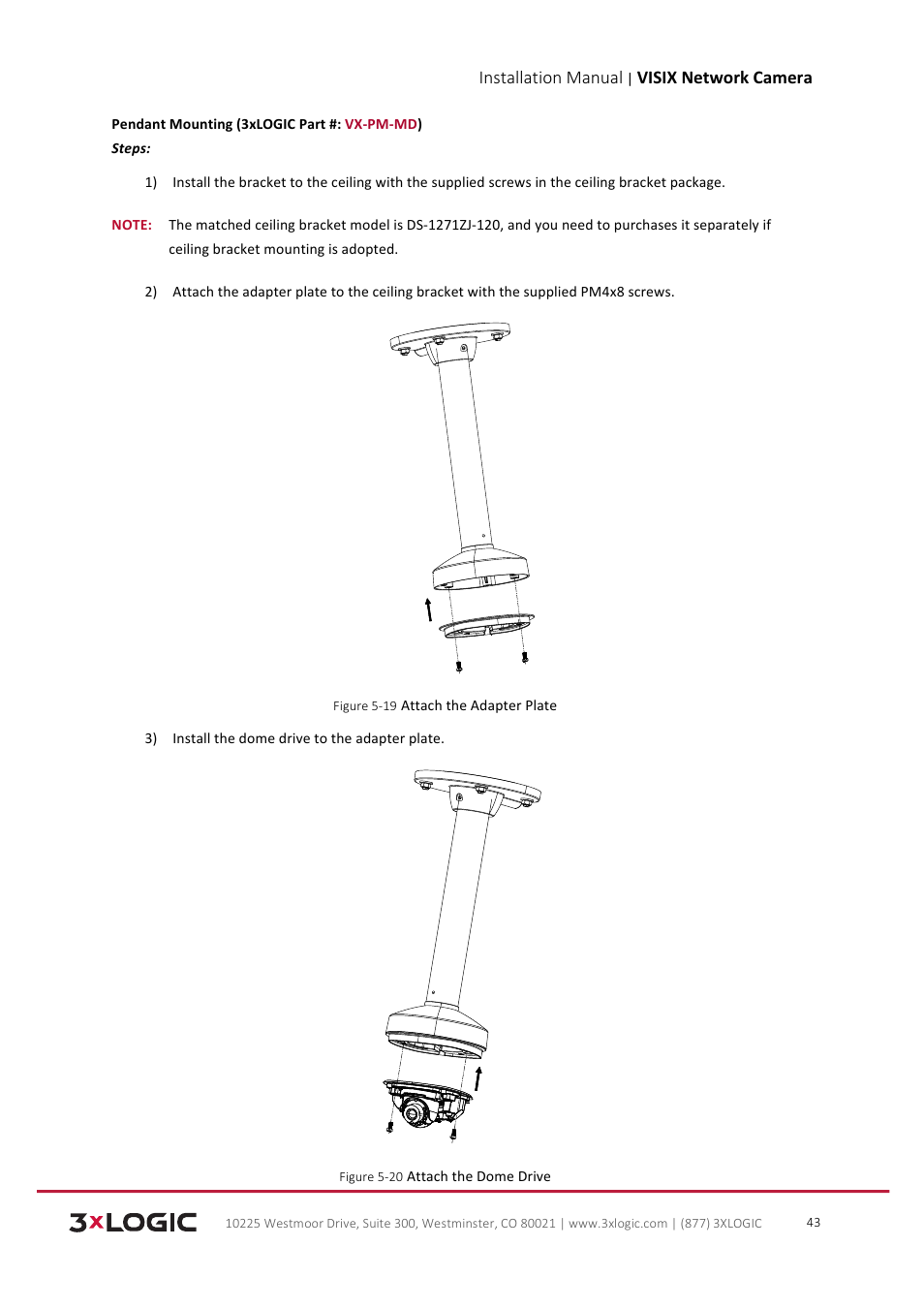 Installation manual, Visix network camera | 3xLOGIC VISIX Camera User Manual | Page 44 / 103