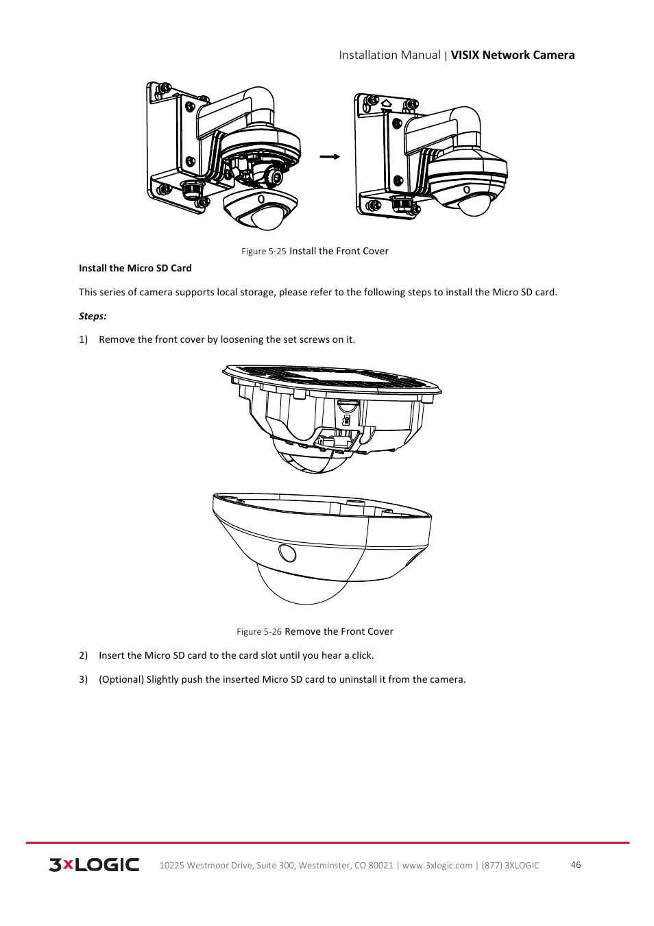 Installation manual, Visix network camera | 3xLOGIC VISIX Camera User Manual | Page 47 / 103