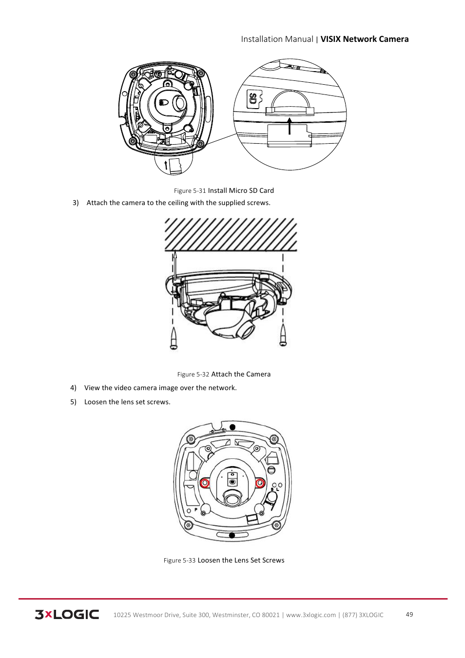 Installation manual, Visix network camera | 3xLOGIC VISIX Camera User Manual | Page 50 / 103