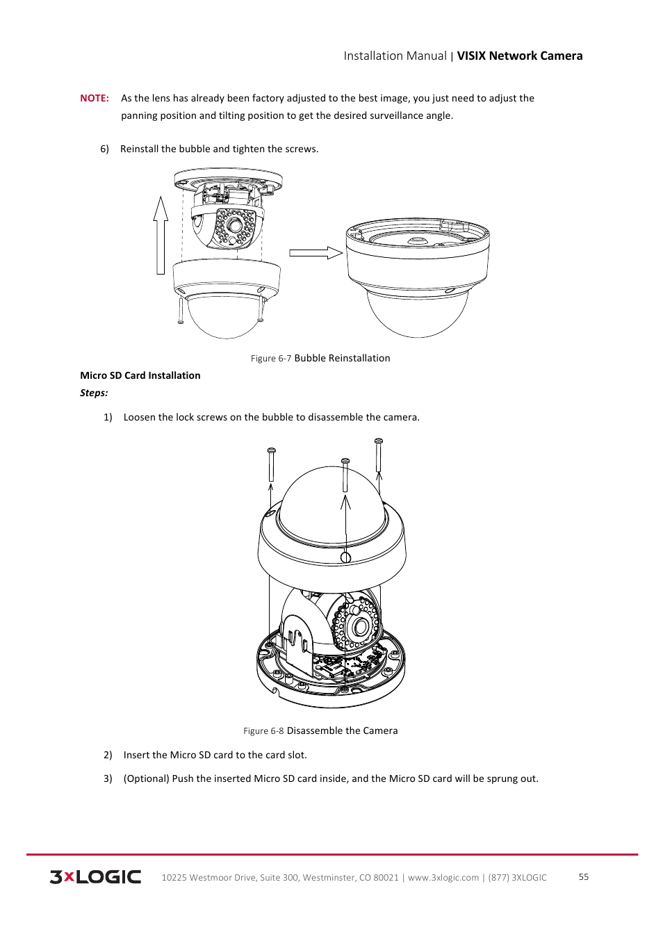 Installation manual, Visix network camera | 3xLOGIC VISIX Camera User Manual | Page 56 / 103