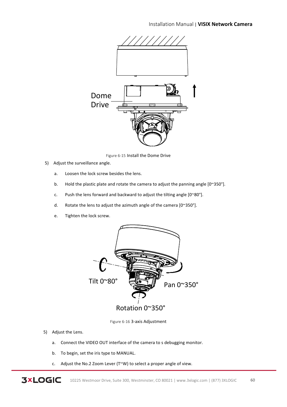 Dome drive | 3xLOGIC VISIX Camera User Manual | Page 61 / 103