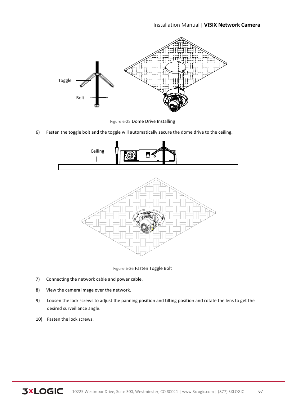 Installation manual, Visix network camera | 3xLOGIC VISIX Camera User Manual | Page 68 / 103