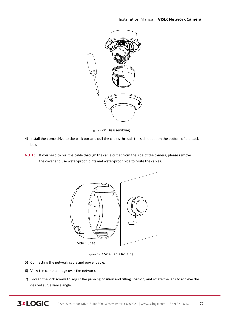 Installation manual, Visix network camera | 3xLOGIC VISIX Camera User Manual | Page 71 / 103