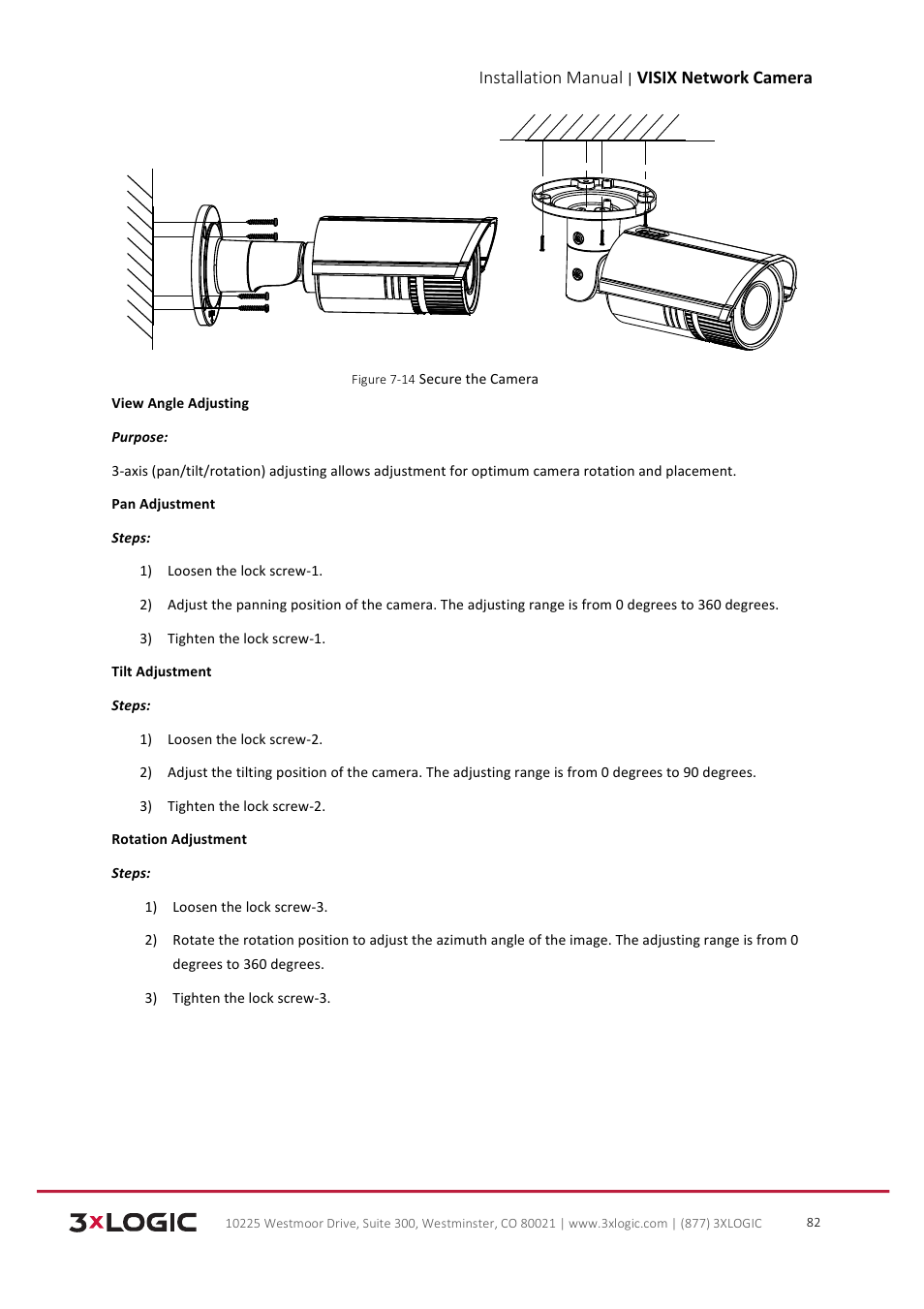 Installation manual, Visix network camera | 3xLOGIC VISIX Camera User Manual | Page 83 / 103