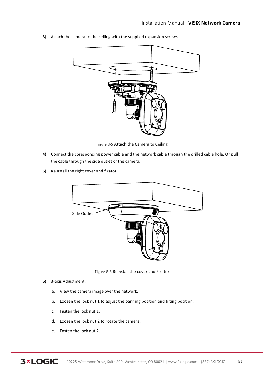 Installation manual, Visix network camera | 3xLOGIC VISIX Camera User Manual | Page 92 / 103