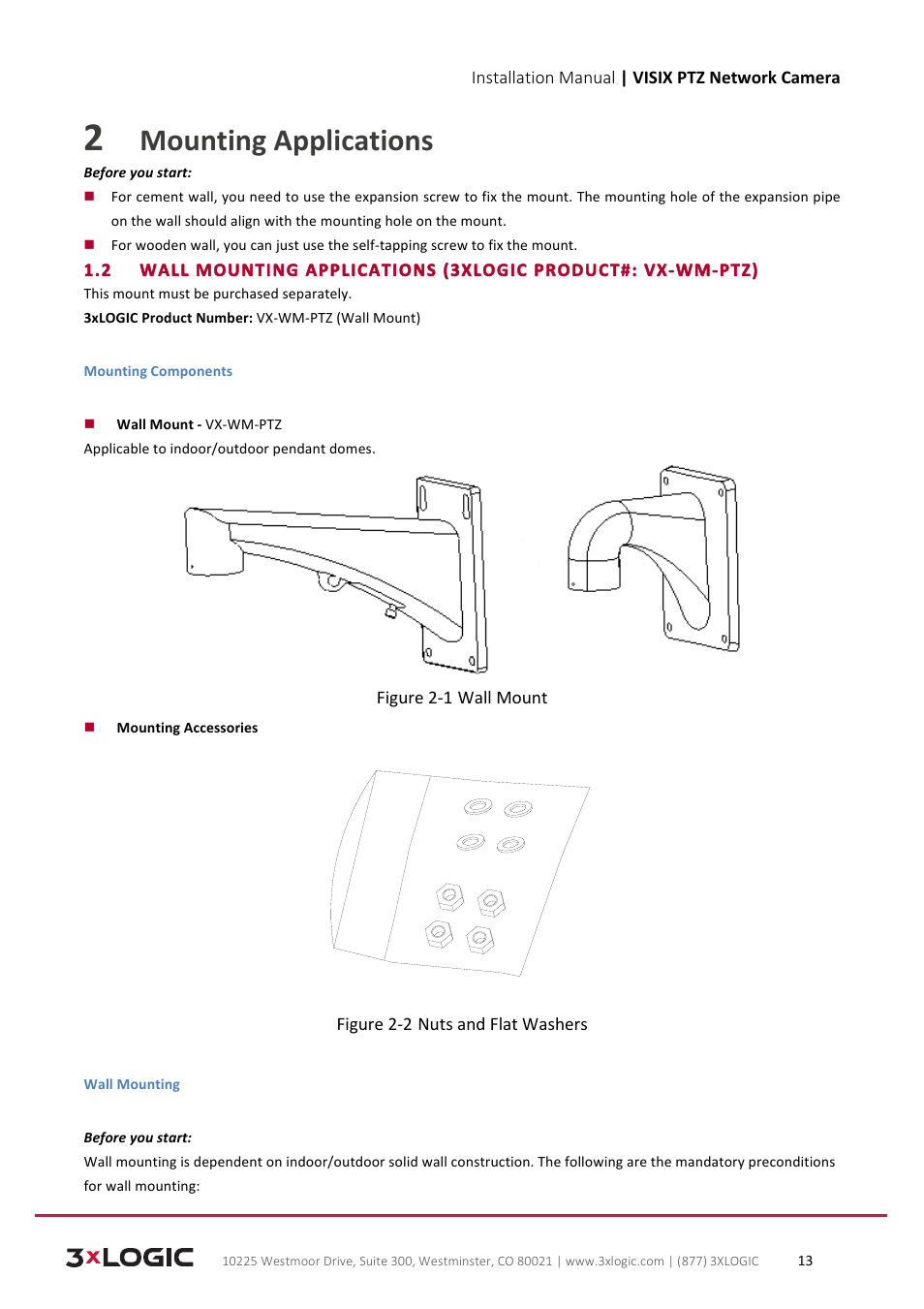 Mounting applications | 3xLOGIC VISIX Camera User Manual | Page 13 / 39