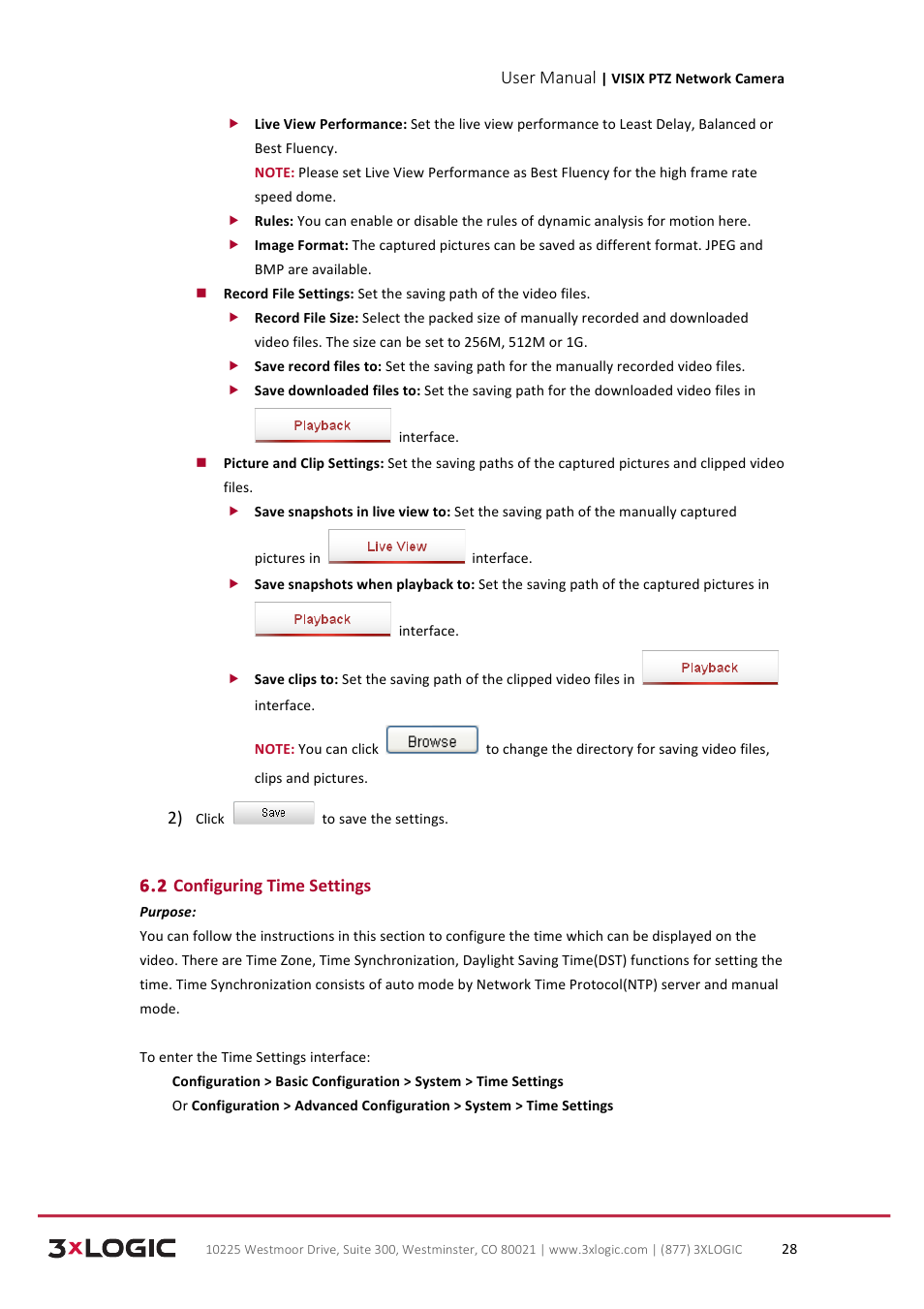 User manual, 2 configuring time settings | 3xLOGIC VISIX Camera User Manual | Page 36 / 90