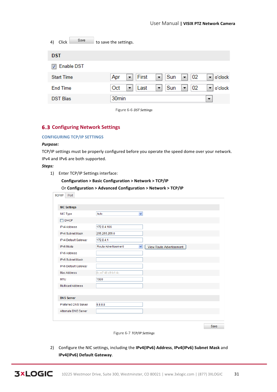 User manual, 3 configuring network settings | 3xLOGIC VISIX Camera User Manual | Page 39 / 90