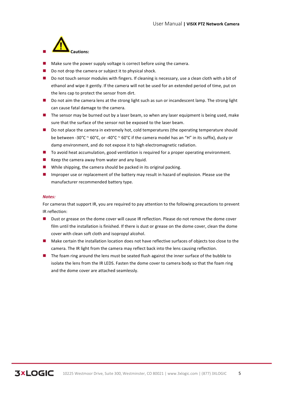 User manual | 3xLOGIC VISIX Camera User Manual | Page 5 / 90