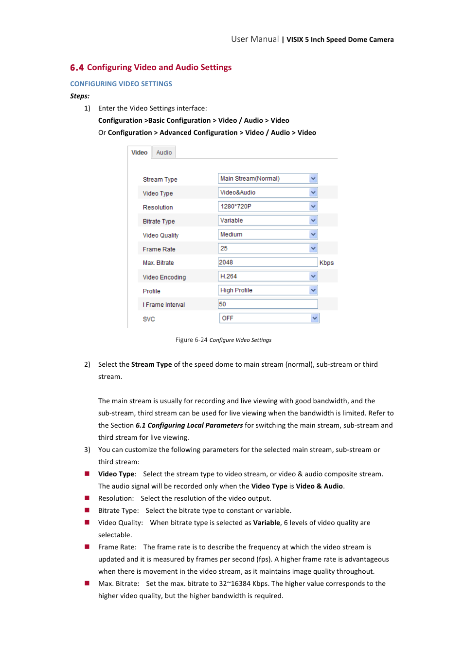 User manual, 4 configuring video and audio settings | 3xLOGIC VISIX Camera User Manual | Page 51 / 90