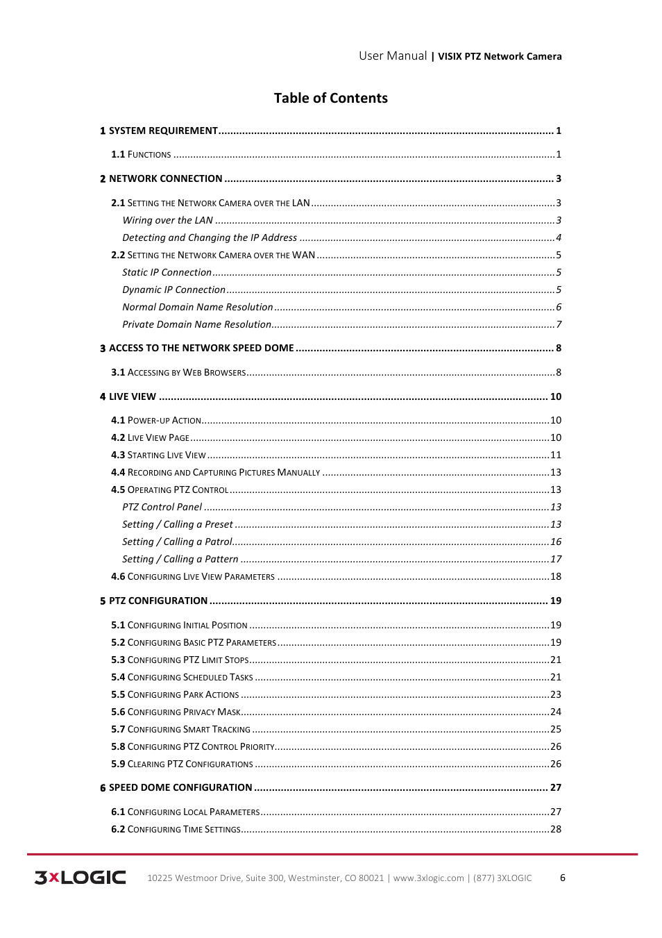 3xLOGIC VISIX Camera User Manual | Page 6 / 90
