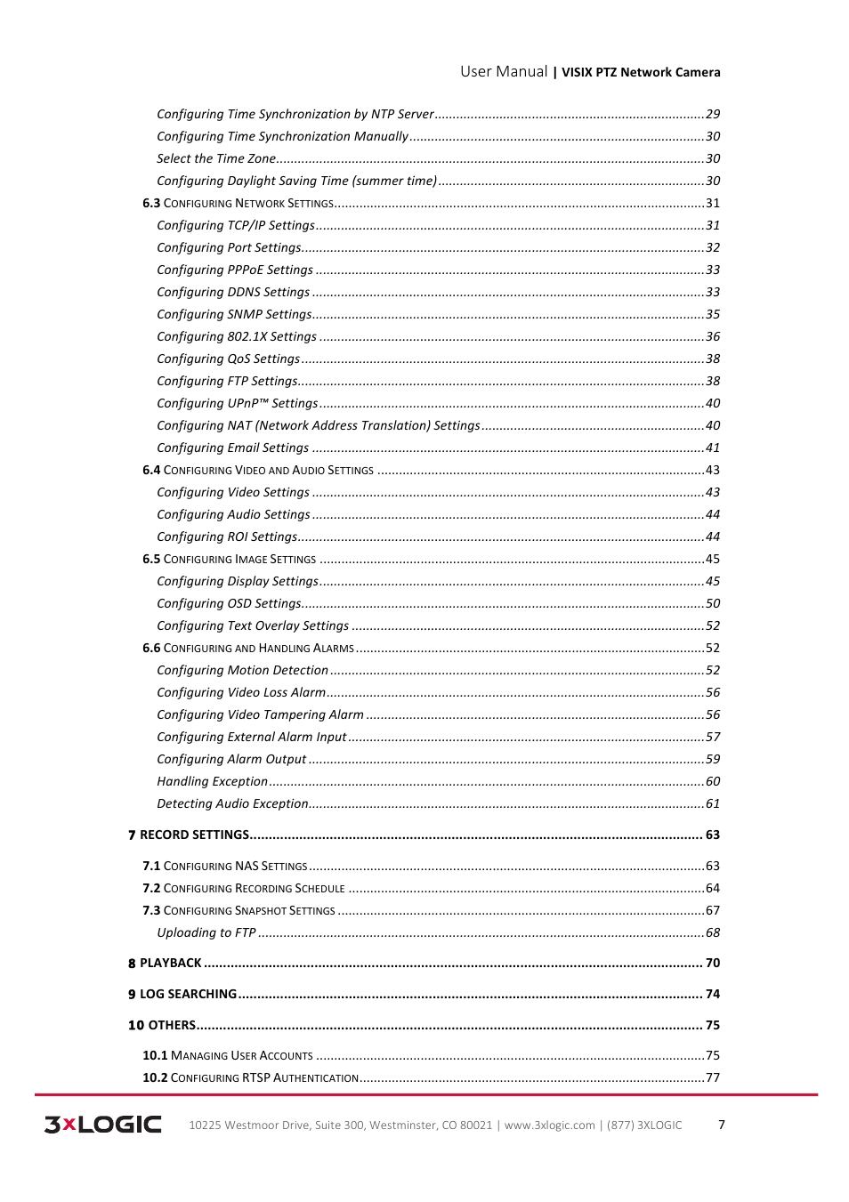 User manual | 3xLOGIC VISIX Camera User Manual | Page 7 / 90