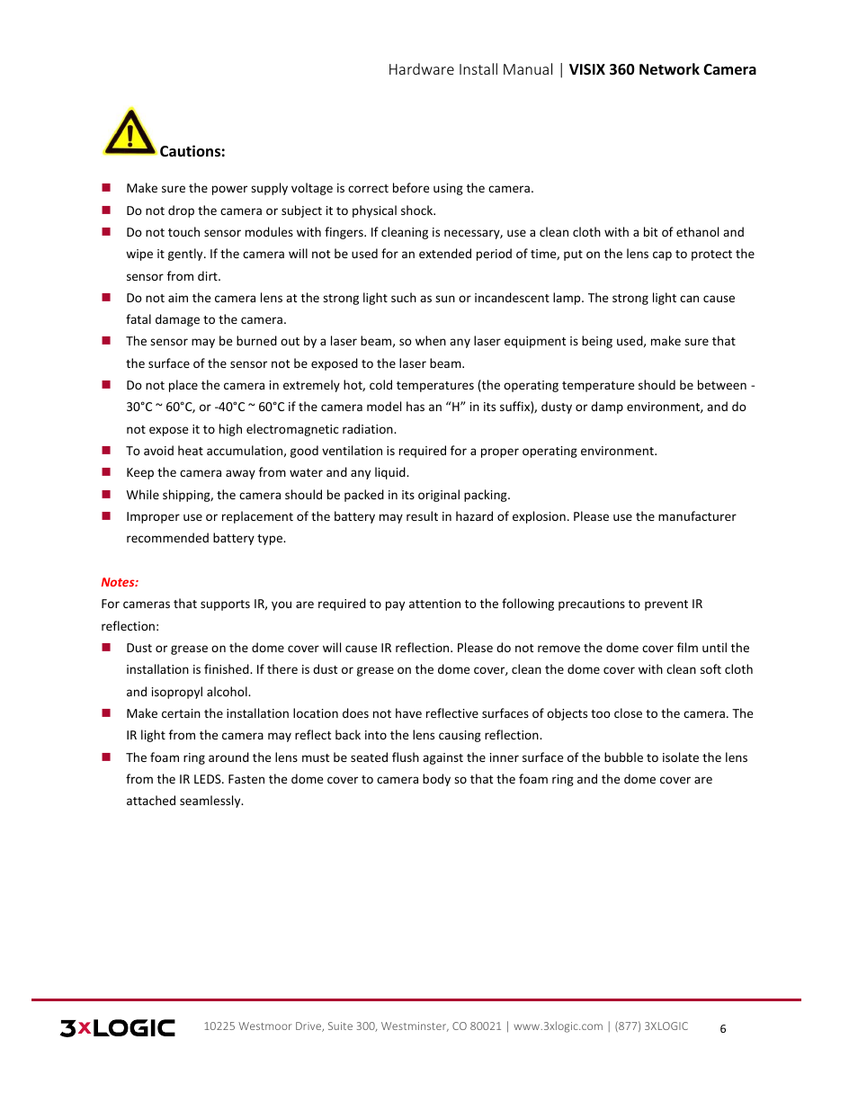 3xLOGIC VISIX Camera User Manual | Page 6 / 16